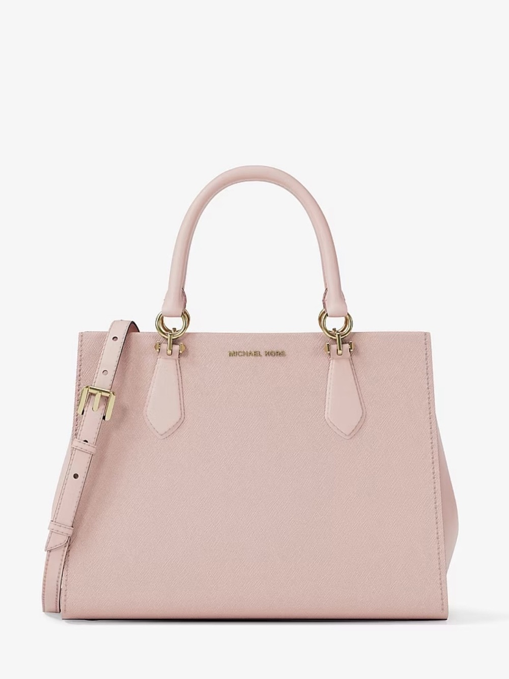 Michael Kors Blush Pink Saffiano Leather Satchel with Gold Hardware